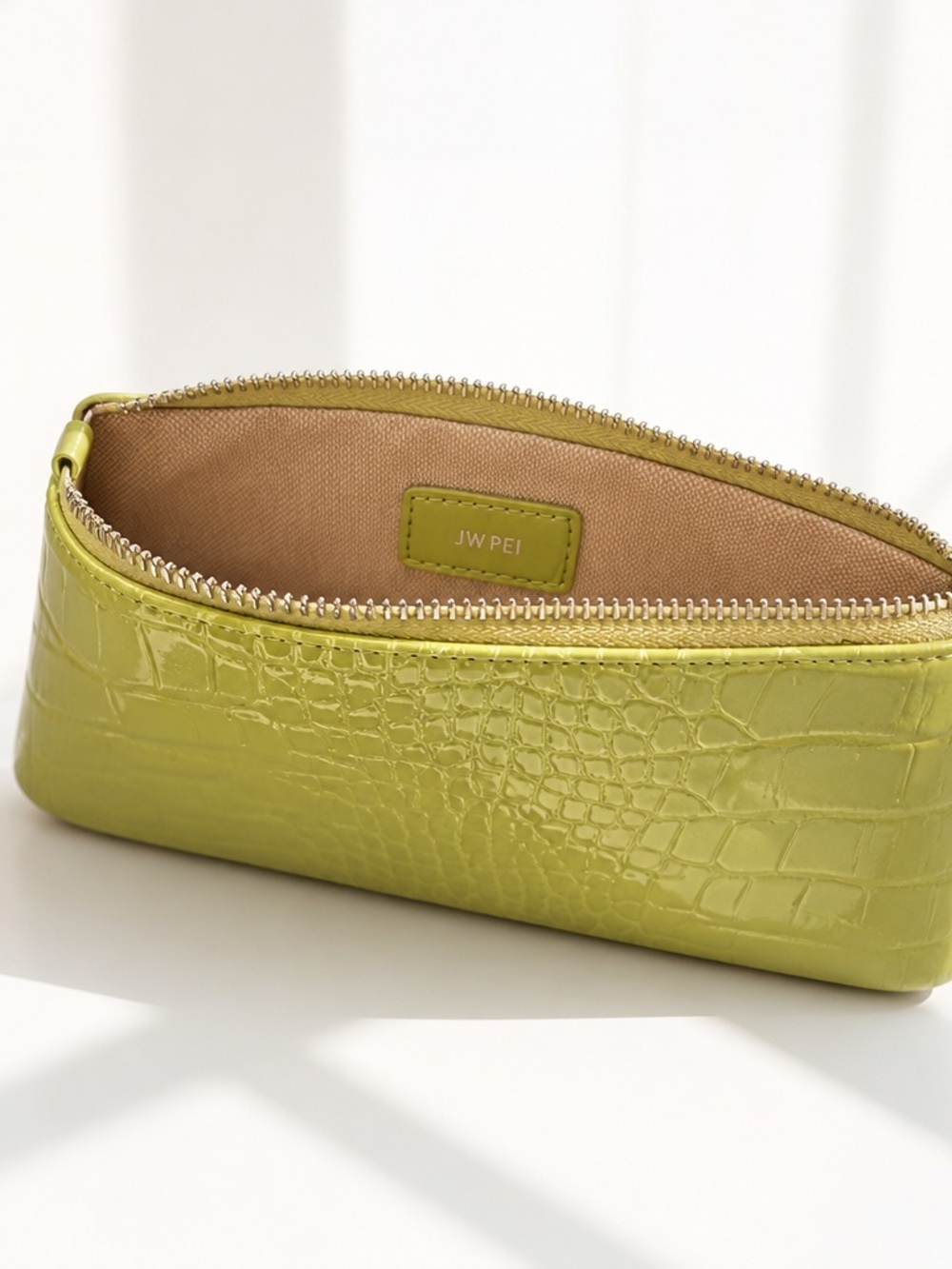 JW Pei Eva Croc Stamped Shoulder Handbag in Sage Green (NIB) - Picture 4 of 7